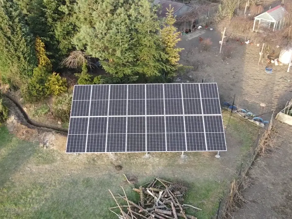 Instalacja fotowoltaiczna 7,04 kWp, Pszów, widok z drona